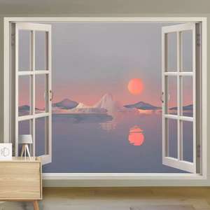 Moderno 3D paisaje ventana decoración bosque Natural playa simulación colgante tela pared Mural para habitación Fondo 3D Natural - Product Image 3