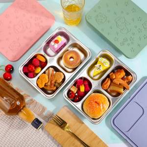 Lonchera de Acero Inoxidable Apta <span class=keywords><strong>para</strong></span> Microondas con Tapas de Silicona, Perfecta <span class=keywords><strong>para</strong></span> Niños, Adultos, Escuela, Guardería y Preparación de Comidas - Product Image 5