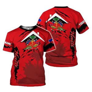 Magliette Personalizzate dell'Haïti per Uomo, T-Shirt con Bandiera Haitiana, <span class=keywords><strong>Stampa</strong></span> <span class=keywords><strong>su</strong></span> Richiesta, Magliette Oversize - Product Image 2