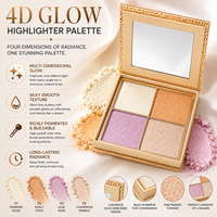 Palette de poudre pressée illuminatrice personnalisée, fabricant de cosmétiques OEM, haute qualité, 4 couleurs nacrées, hautement pigmentées, marque privée