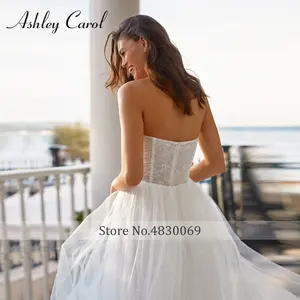 Ashley Carol A-line vestido De <span class=keywords><strong>novia</strong></span> Sexy sin tirantes brillante <span class=keywords><strong>novia</strong></span> desmontable con vestido De <span class=keywords><strong>Bolero</strong></span> Vestidos De <span class=keywords><strong>Novia</strong></span> - Product Image 6