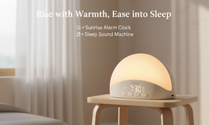 Réveil-cloche de chevet avec lumière du <span class=keywords><strong>matin</strong></span>, veilleuse RVB à intensité variable, machine à bruit blanc, commande vocale, pour chambre d'adulte, home cinéma, OEM - Product Image 6