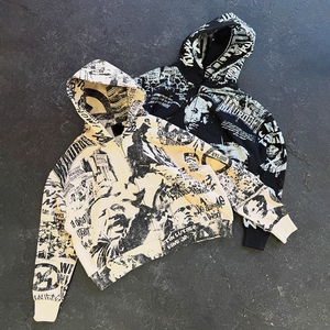 Fabricante de Ropa, Sudaderas con Capucha y Cremallera para Hombre, con Logotipo Personalizado, Estilo Desgastado, Impresión DTG, Sudaderas Cortas de Gran Gramaje - Product Image 1