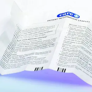 The thin 40GSM 50GSM high white medicine instruction leaflet printing pharmaceutical insert paper