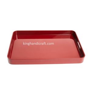 Plateau rectangulaire en laque de qualité commerciale écologique, durable, fait à la main, plateau de service en bois pour hôtel, restaurant, décoration intérieure - Product Image 5