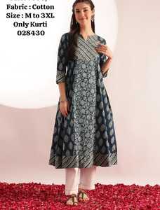 Kurti sencillo con estampado Jaipuri puro en algodón 60-60, la mejor calidad para el verano - Product Image 2