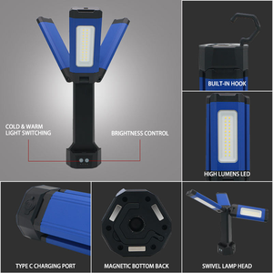 Lampe <span class=keywords><strong>de</strong></span> travail sur trépied SMD personnalisable 4500LM, affichage <span class=keywords><strong>de</strong></span> la puissance 4000mAh, étanche, rotative multi-angles, portable pour chantier et <span class=keywords><strong>garage</strong></span> - Product Image 3