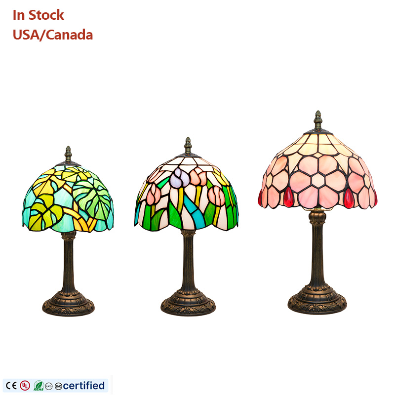 8" Tiffany Style Stained Glass Table Lamp - Odiff Brand - Bedside Wedding Decoration Lamp