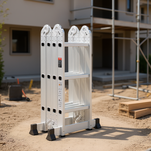 Échelle pliante en alliage d'aluminium, hauteur de portée 12 pieds, plateformes de travail réglables, verrouillage manuel, capacité de charge 500 kg - Product Image 2