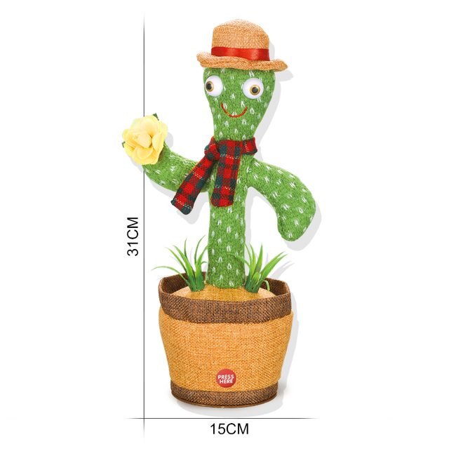Factory Direct Sale  Dancing Cactus Plush Toy With Music Educational Toy Cactus Shape