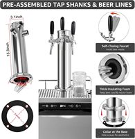 Kegerator à 3 robinets réglables avec bac de récupération de bière en acier inoxydable, tour de distribution préinstallée et pièces de kegerator pour brassage maison