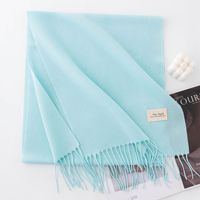 Écharpe en cachemire douce et chaude pour l'hiver, vente en gros directe d'usine, couleur unie bleue, écharpes en polyester bon marché pour la promotion en magasin