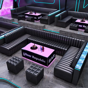 Conjunto de Mesa, Sillas, Sofá y Cabina de Comedor Personalizables para Clubes Comerciales, Bares y KTV, Modernos, Cómodos, de Madera Sólida y Alta Densidad, Duraderos - Product Image 2