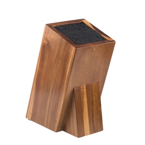 Porte-couteaux en bois d'acacia de grande capacité <span class=keywords><strong>Rangement</strong></span> multifonctionnel pour couteaux de cuisine avec gravure en bambou - Product Image 2