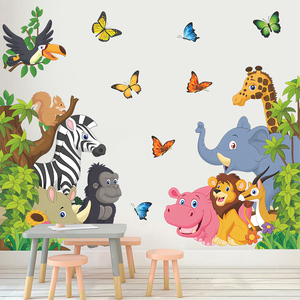 Autocollants muraux imperméables en PVC personnalisés, <span class=keywords><strong>animaux</strong></span> de la forêt mignons et dessinés, pour la décoration de la chambre d'enfant, <span class=keywords><strong>autocollant</strong></span> <span class=keywords><strong>mural</strong></span> pour la décoration de la maison - Product Image 5