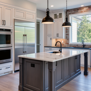 18 שנים foshan מפעל ייצוא קנדה ארונות מטבח מותאם אישית עיצוב שייקר לכה לאי מטבח עבור פרויקט - Product Image 2