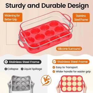 MUYULINS factory 12-cup pan, metal reinforced frame, regular size, with handle, non-stick <b>silicone</b> cake mold - Product Image 2