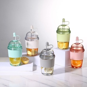 Gobelet en plastique transparent à <span class=keywords><strong>double</strong></span> <span class=keywords><strong>paroi</strong></span> de 430 ml, design mignon, <span class=keywords><strong>tasse</strong></span> à boire d'été avec paille, utilisation à domicile, mariages, tasses à thé, bière - Product Image 1