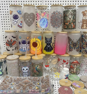 Autocollants personnalisés Kawaii pour gobelets en verre Libbey de 16 oz, impression 3D par transfert thermique UV, imperméables - Product Image 2