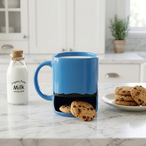 Tazza in Ceramica Personalizzata con Occhi Mobili e Faccia Divertente, Colore Blu - Product Image 1