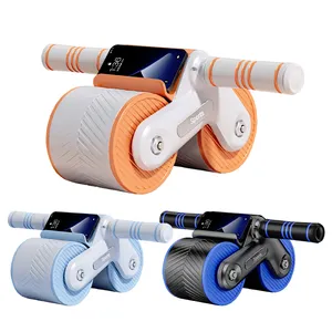 Özel Logo tekerlek silindiri karın egzersiz ekipmanları için dizlik Mat Ab egzersiz ile otomatik Rebound