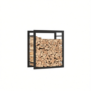 Support à bois de chauffage en acier noir mat 19,7x11x22 pouces, style rectangulaire moderne, pour accessoires de cheminée - Product Image 1