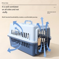 Cage de transport pour animaux de compagnie en plastique approuvée par les compagnies aériennes, directement de l'usine, portable, pour chien et chat, avec porte en fil métallique et ventilation extérieure