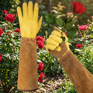 Gants de jardin anti-coupure avec manchette longue, en cuir enduit de nitrile, imperméables, ambidextres, couvrance intégrale pour usage extérieur - Product Image 2