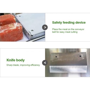 Équipement <span class=keywords><strong>de</strong></span> boucherie industrielle, <span class=keywords><strong>trancheuse</strong></span> à viande épaisse à 4 rouleaux, base au <span class=keywords><strong>sol</strong></span>, pour saucisses, bacon, agneau, bœuf, aliments - Product Image 4