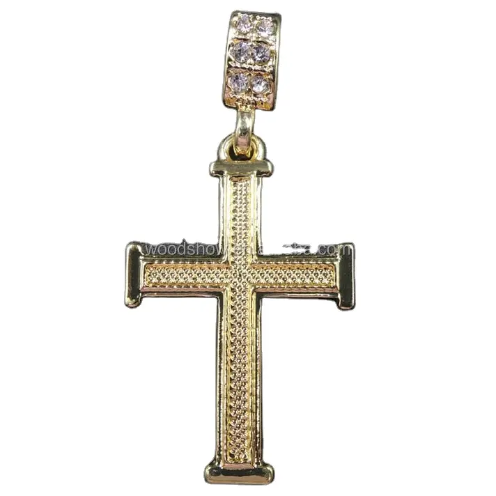 Unique Hip Hop Jewelry Iced out Gold Plated Crystal Alloy Cross Pendant for Men and Women