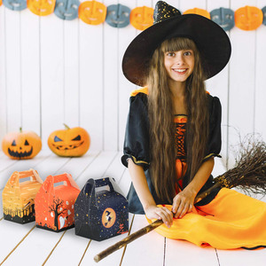 Halloween Party Favour regalo trattare scatole di carta dolcetto o scherzetto <span class=keywords><strong>scatola</strong></span> di carta di Halloween caramelle con manici per dolci giocattoli regali - Product Image 5