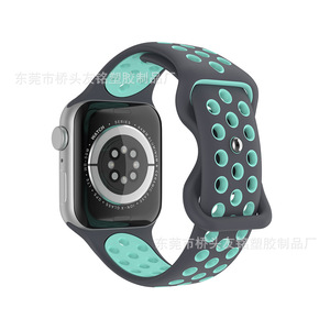 Cintura con foro sportivo a doppio colore in Silicone per <span class=keywords><strong>Apple</strong></span> <span class=keywords><strong>Watch</strong></span> serie 11 10 9 8 7 <span class=keywords><strong>6</strong></span> 5 bracciale 4 cinturino per IWatch 40mm 46mm - Product Image 5