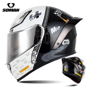 Nouveau casque de moto SOMAN ABS unisexe, design à double visière rabattable, quatre saisons, chaud, pour scooter électrique F2 - Product Image 3