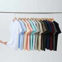 T-shirt uni en coton biologique de haute qualité, col rond, coupe confortable, tissu épais, impression personnalisée du logo, t-shirt pour homme