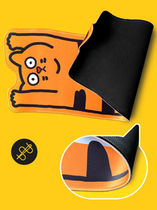 Tapis de souris gaming étendu en forme irrégulière de chat tigré orange couché, avec base en caoutchouc antidérapante, pour la décoration de bureau et l'aménagement de la zone de jeu - Product Image 3