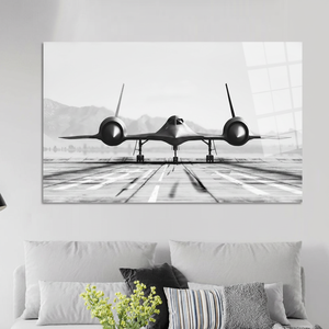 Impresión en Lienzo Monocromática SR-71 Blackbird, Arte de Avión a Reacción Elegante, Panel Decorativo Art Deco, Arte en Vidrio Templado para Colgar - Product Image 2
