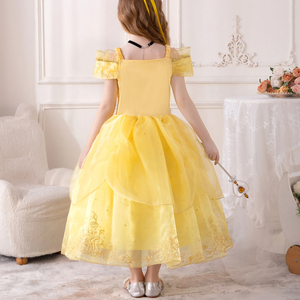 Vestido de <span class=keywords><strong>Princesa</strong></span> para Niñas, Estilo Dulce, Amarillo Floral, Disfraz de Cosplay hasta la Rodilla para Fiestas de Cumpleaños de Verano - Product Image 5