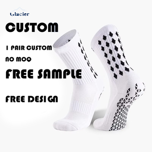 Calcetines Deportivos Antideslizantes Glacier para Hombre con Logo Personalizado en Colores Blanco y Negro de Nylon y Algodón para Fútbol - Product Image 1