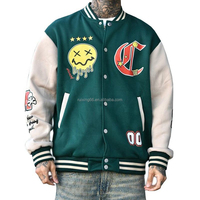 Chaqueta Varsity Personalizada, Estilo Letterman, Streetwear Y2K, Bordado, Parches de Chenilla, Mangas en Contraste, Botones a Presión, Estampado Gráfico, Venta al Por Mayor