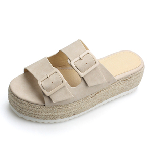Las mujeres <span class=keywords><strong>alpargatas</strong></span> cuña moda sandalia 2024 PU hebilla yute beige plantilla al aire libre zapatos <span class=keywords><strong>de</strong></span> <span class=keywords><strong>boda</strong></span> - Product Image 2