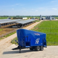 Mélangeur d'aliments TMR personnalisé 8m3-60m3, wagon mélangeur d'ensilage Hinda pour bétail, machine d'alimentation en acier au manganèse résistant à l'usure