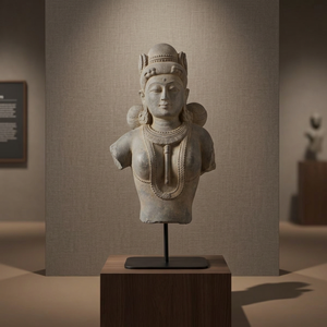 Buste en pierre d'une femme indienne médiévale |   Répliques de statues de temples du Xe-XIIe siècle – Vente en gros - Product Image 1