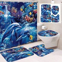 Rideau de Douche en Polyester Motif Tortue Marine, Séchage Rapide, Installation Facile, Durable, Ensemble de Rideaux de Douche, Vente en Gros