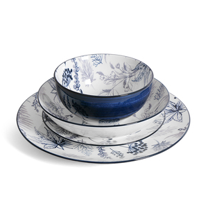 Vaisselle en céramique Assiettes <span class=keywords><strong>et</strong></span> bols Ensemble de vaisselle en <span class=keywords><strong>porcelaine</strong></span> florale <span class=keywords><strong>bleu</strong></span> <span class=keywords><strong>et</strong></span> <span class=keywords><strong>blanc</strong></span>-Design classique pour les occasions quotidiennes <span class=keywords><strong>et</strong></span> spéciales - Product Image 2