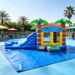 Castillo Inflable Comercial con Tobogán y Piscina, Diseño de Palmera, PVC Resistente, para Alquiler en Carnavales y Eventos - Product Image 1