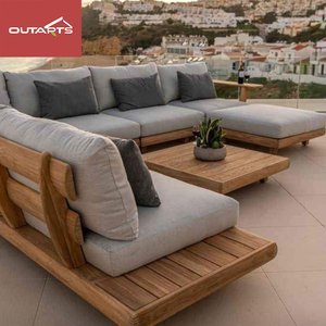 خشب الساج الحديث المقاوم للماء مع وسادادات غرفة المعيشة بفندق فناء مقطعي على شكل حرف L - Product Image 2