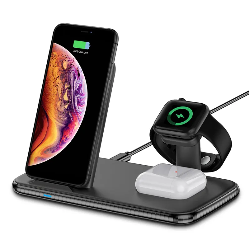 4 in 1 wireless charger 15w dock station qi fast charging 3 in 1 wireless charger stand