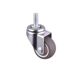 Rueda giratoria de 2 pulgadas (50 mm) con vástago roscado para muebles, rueda de TPE gris con tornillo - Product Image 1