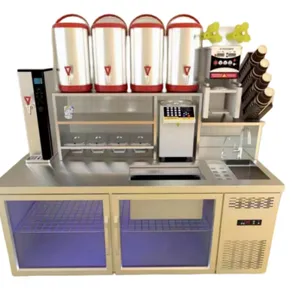 Estación de bebidas personalizada, Mostrador de té de la leche, equipo de té de burbujas, banco de trabajo de bebedero frío comercial