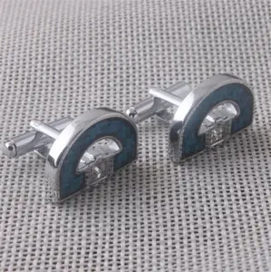 Wholesale Blue Diamond Cuff Links Exquisite Jewelry Making Luxury Copper Cufflinks for Men